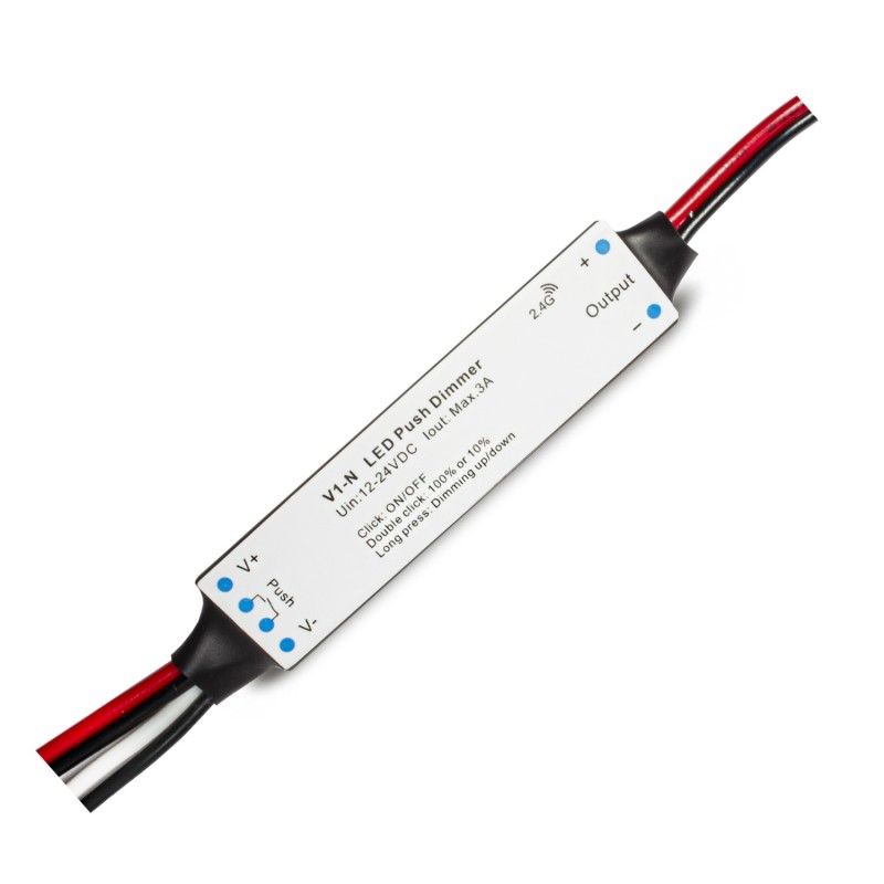 Mini controller Dimmer RF + PUSH DC12-24V 3A per strisce led monocolore en