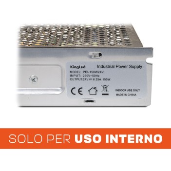 Alimentatore Traforato Metallico 150W 24V per Strisce Led -