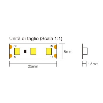 Striscia led H.C. 48W CRI 90 4800lm 12V IP20 PCB 8mm bobina