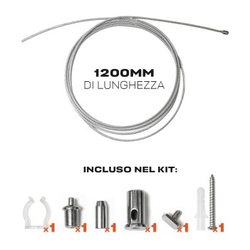 Kit Sospensione con cavo in acciaio 1200mm per Neonflex