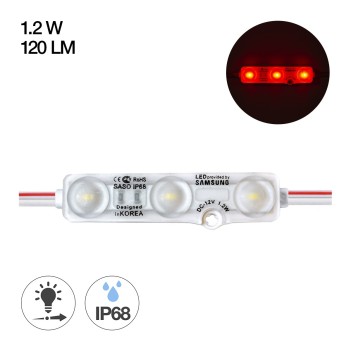 1.2W 12V Red Light Sign Led Module with 3 SMD5630 6715 160D IP68 LEDs for