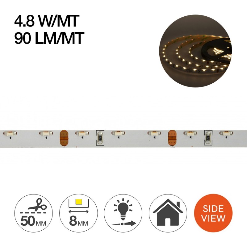 Striscia Led Side View CRI95 24W 1200lm 12V IP20 PCB 8mm