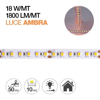 LED Strip 90W Amber Light 1800LM 24V IP20 PCB 10MM 5MT 600