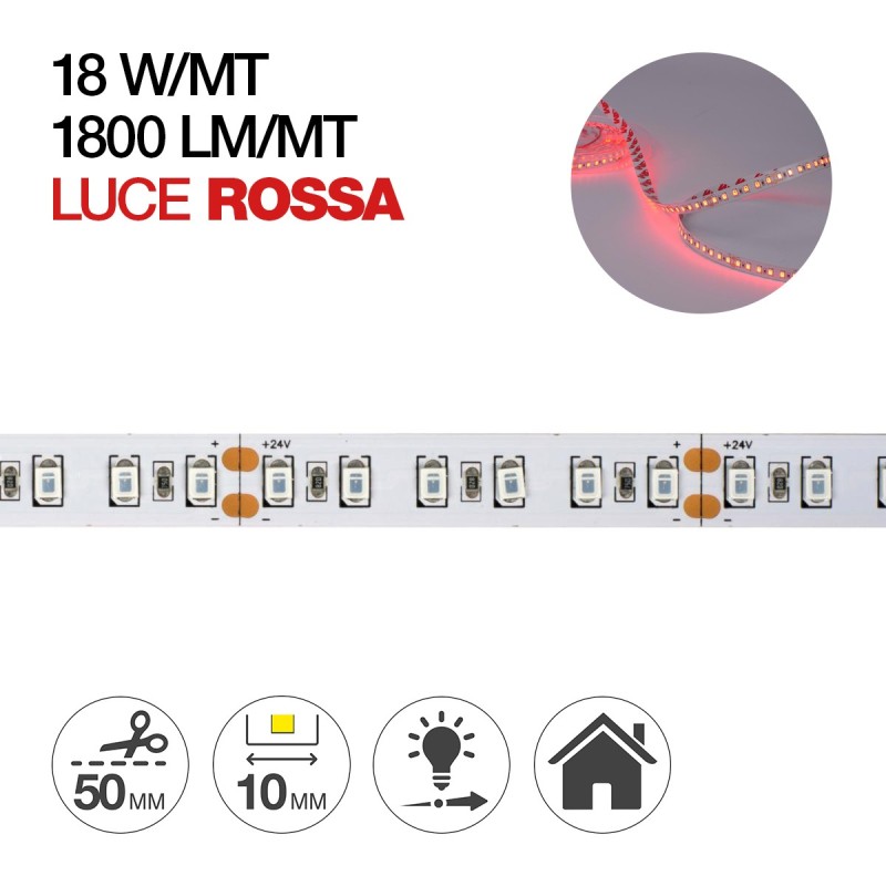 LED Strip 90W Red Light 1800LM 24V IP20 PCB 10MM 5MT 600 units LED Strip 90W Red Light 1800LM 24V IP20 PCB 10MM 5MT 600 units