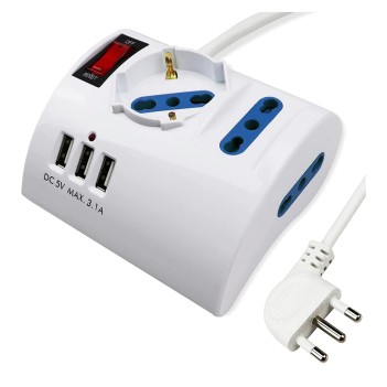 Power Strip for Desk / Table with 3 USB Sockets + 3 Sockets with Schuko adapter
