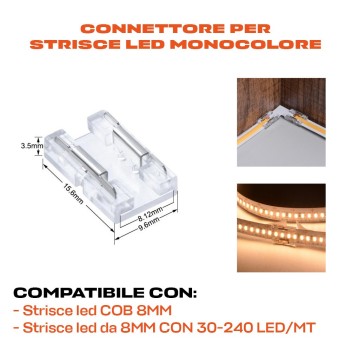 5X Connettore doppio per collegare 2 Strisce Led COB PCB