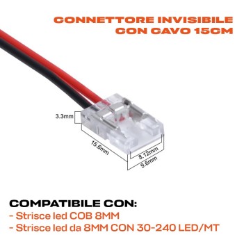 5x Connettore invisibile per collegare strisce led 8mm +
