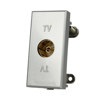 Silver Female TV socket - Compatible with Bticino Axolute series en