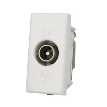 White Male Pass-Through TV Socket - Compatible with Bticino Axolute Series en