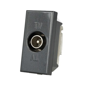 Black Male Pass-Through TV Socket - Compatible with Bticino