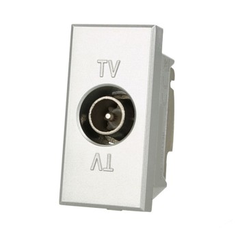 Silver Male Pass-Through TV Socket - Compatible with Bticino Axolute Series en