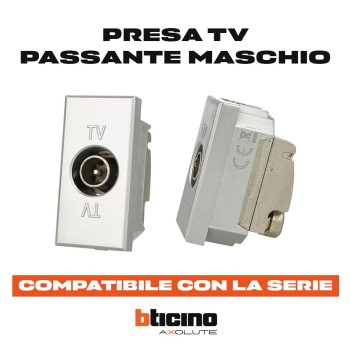 Presa TV Passante Maschio Silver - Compatibile Serie