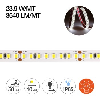 Led Strip H.E. Series 130W 18000lm 24V IP65 PCB 10mm 800 reel SMD 2835 en