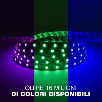 Striscia Led RGB 72W 24V IP20 PCB 10mm Bobina da 300 SMD 5050