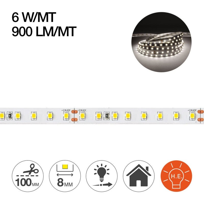 Led Strip H.E. Series 30W 4500lm 24V IP20 PCB 8mm 400 SMD Reel 2835 en