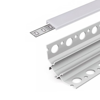 Profilo in Alluminio da cartongesso UNI-TILE12 90DEG per Striscia Led - Anodizzato 2mt - Kit Completo