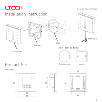 Dimmer TRIAC Controller RF da Muro Touch Screen – LTech