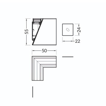 CONNETTORE 90 GRADI OUTSIDE WALLE12 BIANCO su KingLed