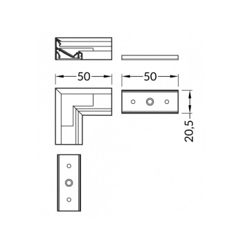 Connettore per Profilo CORNER14 Anodizzata - Connessione