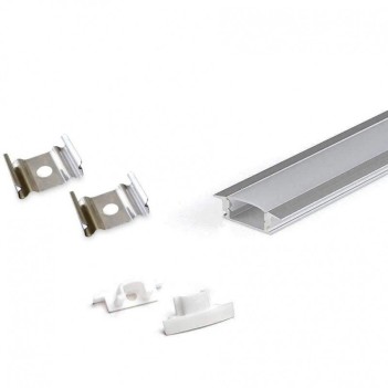 Profilo in Alluminio da Incasso CC-31 per Striscia Led - Anodizzato 3mt - Kit Completo