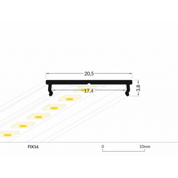 FIX16 flat aluminum profile for led strip - Anodized 2mt - Profilp only en