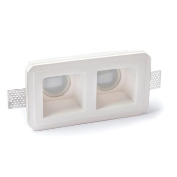 Double Spotlight Holder in Plaster Alpha Square Simple Craftsmanship - Recessed