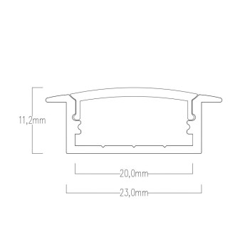 PROFILO ALLUMINIO 1MT CC-31 LARGO INCASSO + COVER + GANCI + TAPPI en