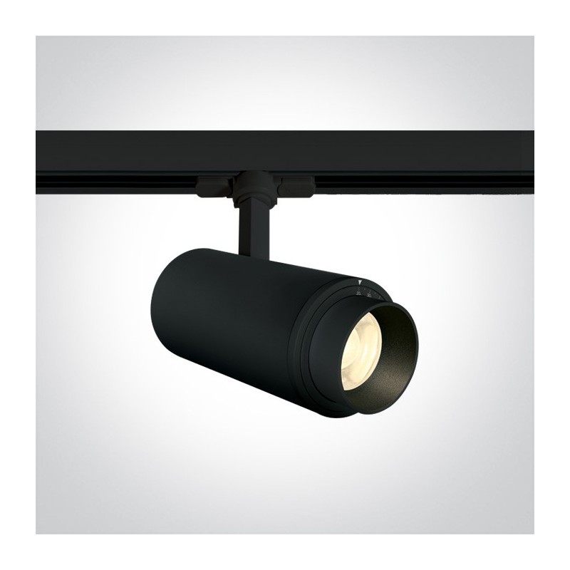 Faretto Led per Binario Trifase SERIE ZOOMABLE 30W 2400lm 20D-60D Angolo Luce Regolabile Colore Nero