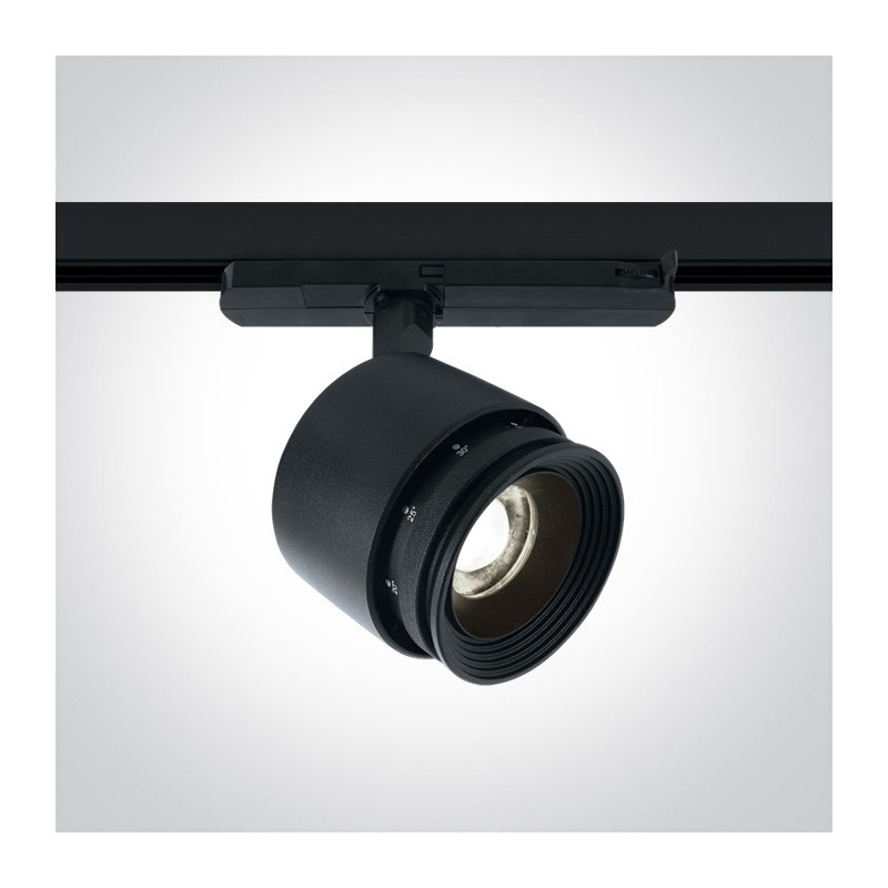 Faretto Led per Binario Trifase SERIE ZOOMABLE 30W 2550lm 12D-60D Angolo Luce Regolabile Colore Nero