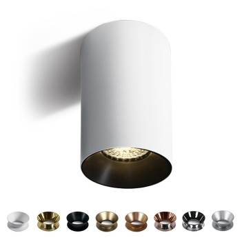 Faretto Spotlight con attacco GU10 Serie Cylinder design Dark Light - Applique da soffitto Colore Bianco