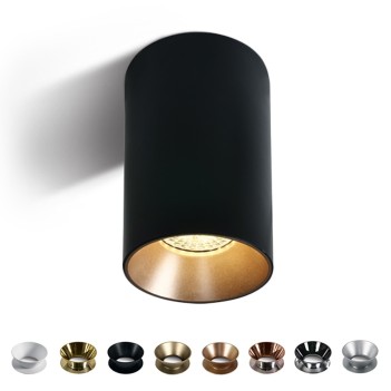 Faretto Spotlight con attacco GU10 Serie Cylinder design Dark Light - Applique da soffitto Colore Nero