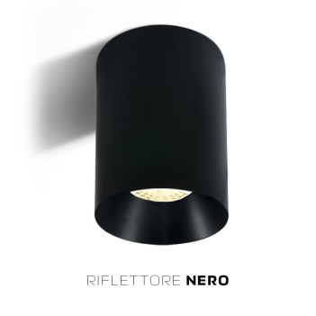 Faretto da Soffitto con Attacco GU10 Serie CHILL OUT CYLINDER 135mm D75mm Spotlight Colore Nero