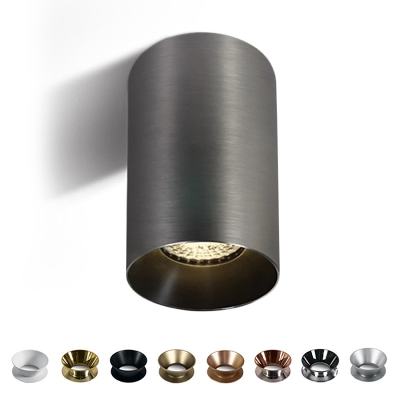 Faretto da Soffitto con Attacco GU10 Serie CHILL OUT CYLINDER 135mm D75mm Spotlight Colore Titanio