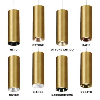 Spotlight with GU10 socket Pendant Cylinder series design Dark Light - Brass