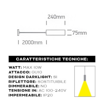 Faretto Spotlight con attacco GU10 Serie Pendant Cylinder