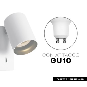 Lampada Led Applique zona notte orientabile con attacco GU10 e interruttore -