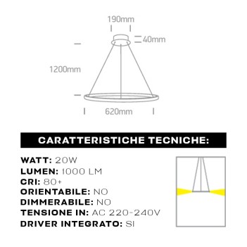 Lampadario Led a Sospensione Design Circolare Crystal Swirl