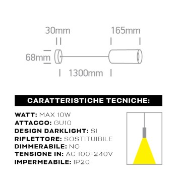 Faretto Spotlight con attacco GU10 Serie Pendant Cylinder