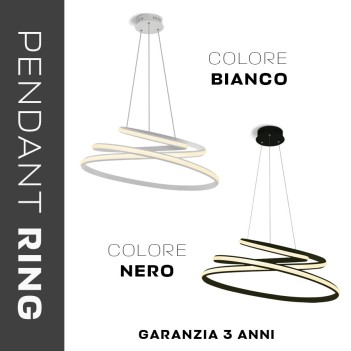 Lampadario Led a Sospensione 45W Bianco design moderno - The White Ring