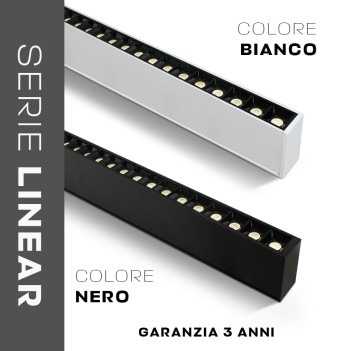 Plafoniera Led Lineare 40W 3800lm UGR17 CRI90 1300mm IP20 Colore Bianca Serie OFFICE