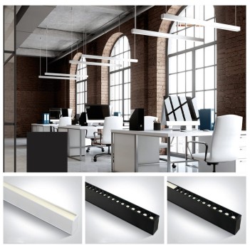 Plafoniera Led Lineare 40W 3800lm UGR17 CRI90 1300mm IP20 Colore Bianca Serie OFFICE
