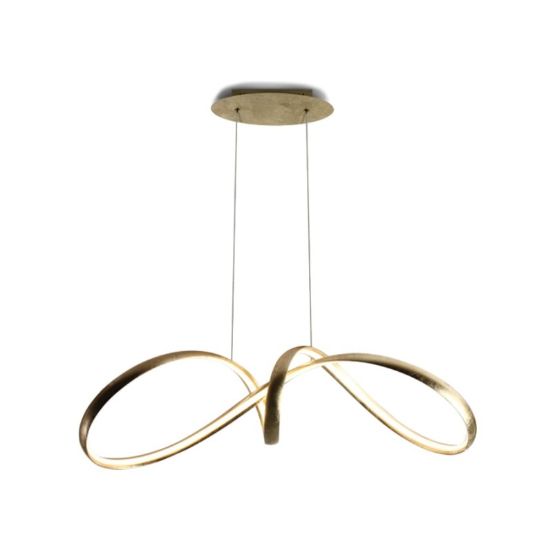 The Swirl Circular Design Suspension Led Chandelier Brass color