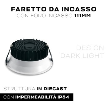 Faretto da incasso impermeabile IP54 9W 100D IP54 con foro 111mm