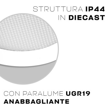 Downlight Plafoniera da Incasso 24W 1800lm IP44 UGR19 Foro 160mm Colore Bianco