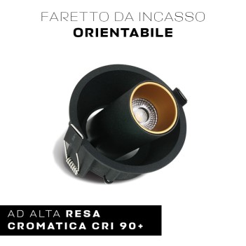 Faretto da incasso SERIE CYLINDER orientabile - Colore Nero