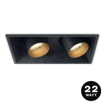 Faretto da incasso rettangolare con doppio spot orientabile 22W 38D - Metallo Colore Nero