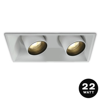 Faretto da incasso rettangolare con doppio spot orientabile 22W 38D - Metallo Colore Bianco