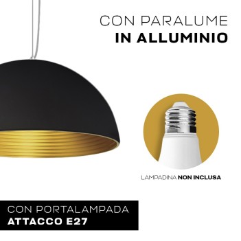 Lampadario Led a Sospensione Design Circolare diametro 50 cm colore Nero