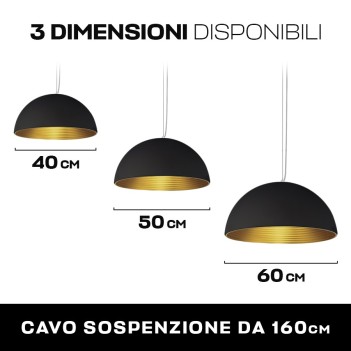 Lampadario Led a Sospensione Design Circolare diametro 50 cm colore Nero