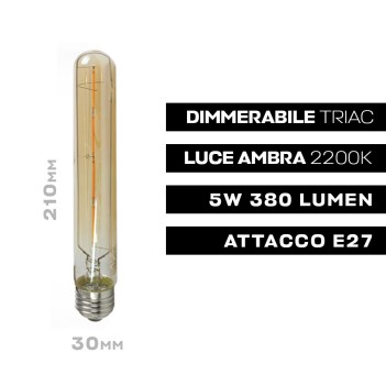 Lampadina Led E27 T28 5W Dimmerabile Luce Ambra 2200K 380lm